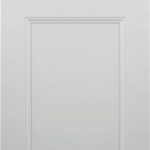 A white door with a panel on the top.