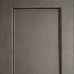 A door with a gray finish and a black frame.