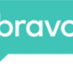 A blue and black background with the word bravo